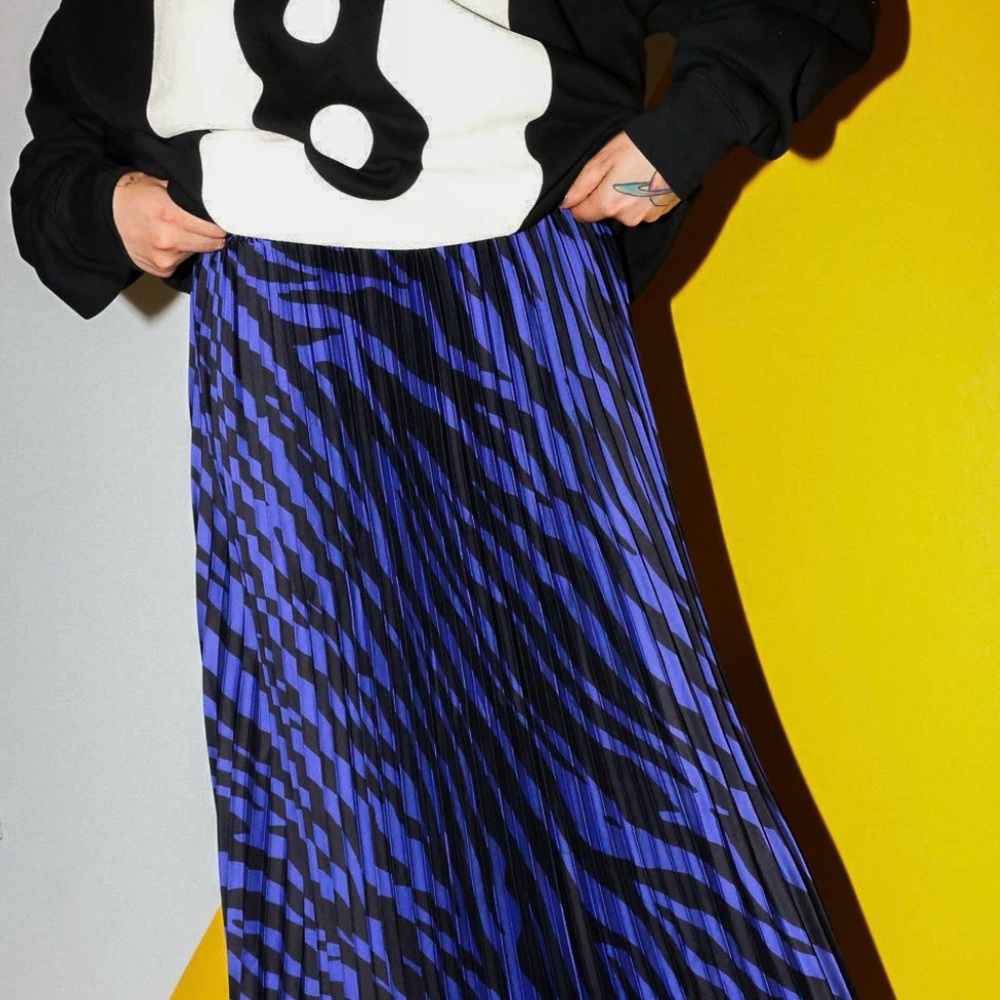 Burnt Toast Label Midnight Purple Zebra Pleated Skirt 2X/3X
